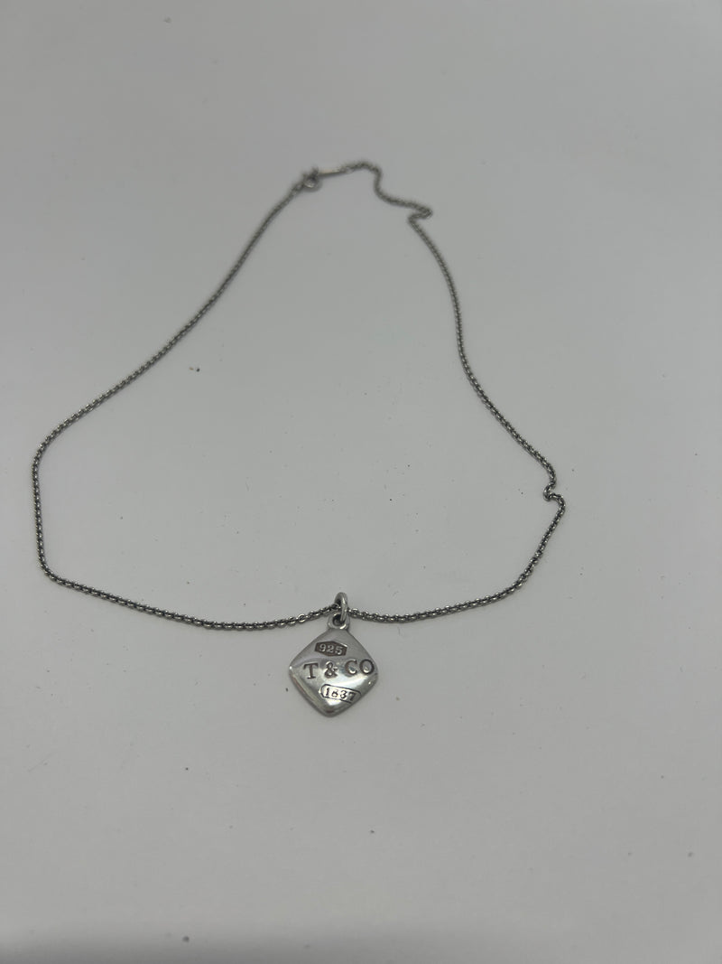 Tiffany & Co Silver Square Pendant Necklace