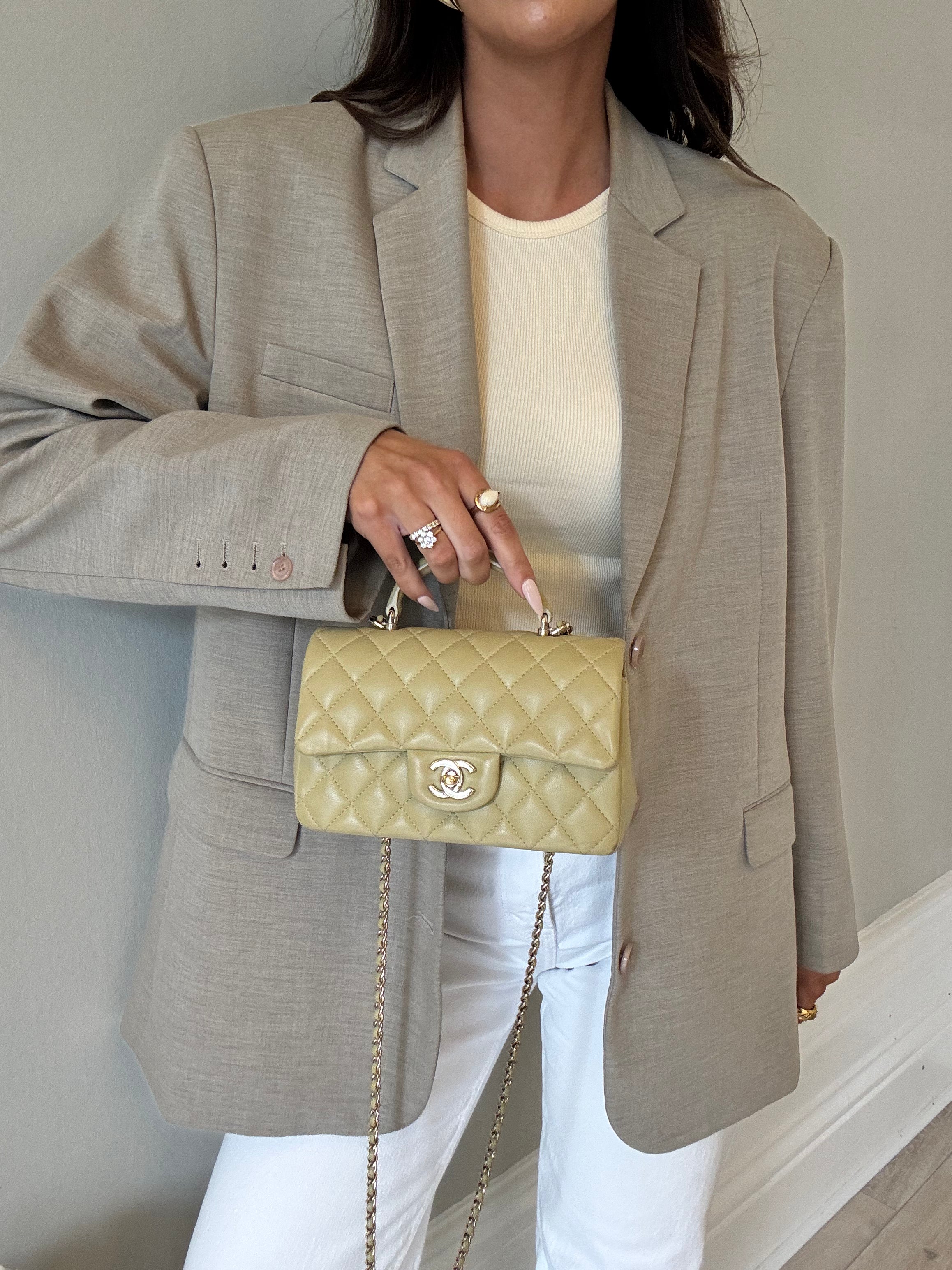Chanel Mini Rectangle Flap Bag In Pistachio Green Lambskin With GHW