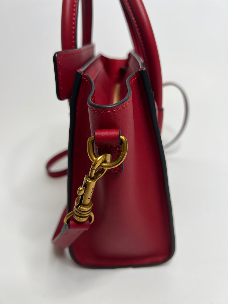 Celine Nano Luggage In Red Leather