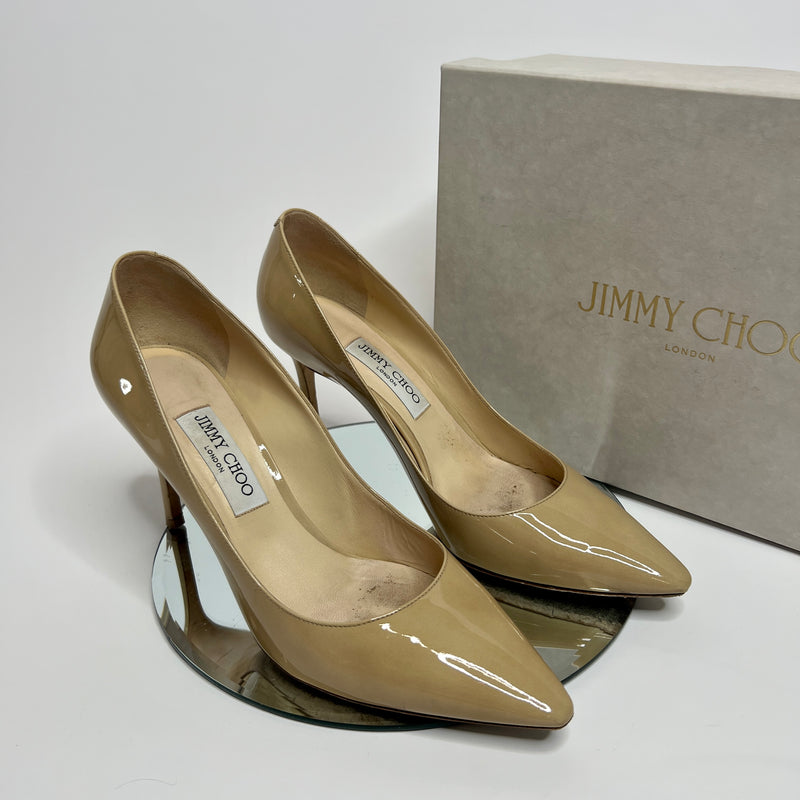Jimmy Choo Romy 85 Nude Heels (Size 41/UK 8)