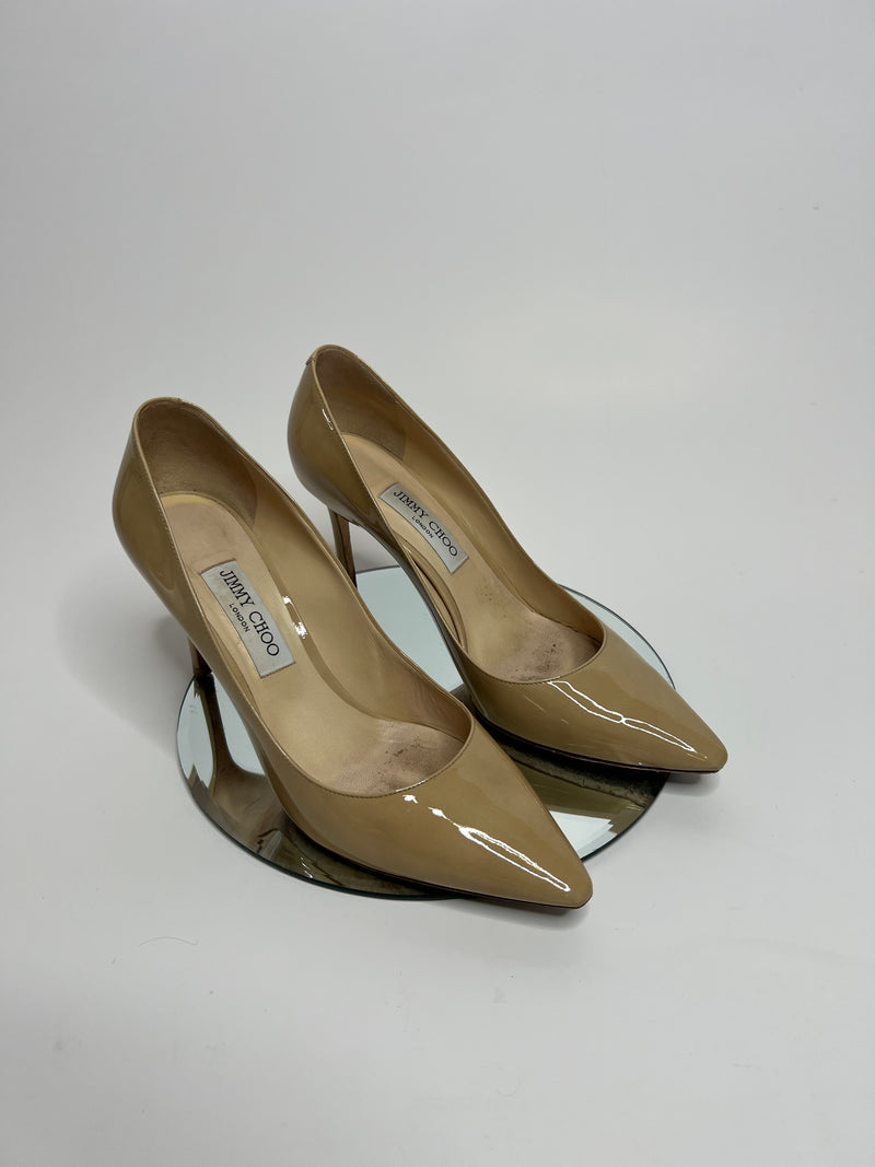 Jimmy Choo Romy 85 Nude Heels (Size 41/UK 8)