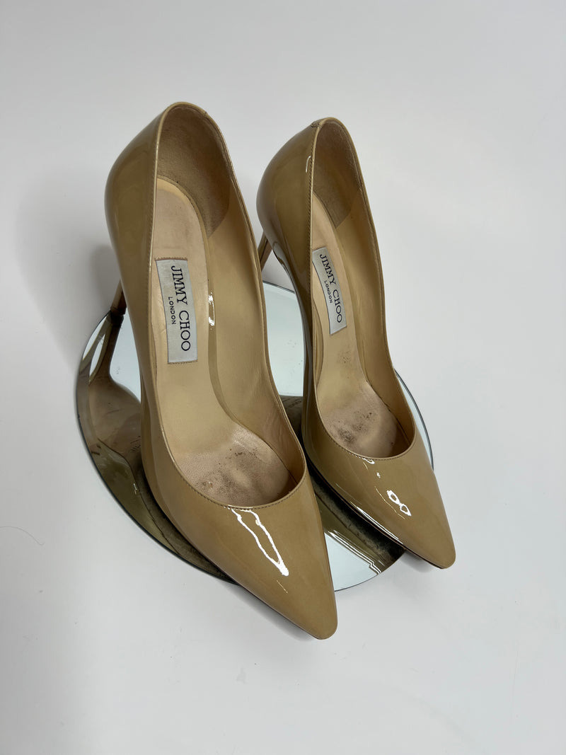Jimmy Choo Romy 85 Nude Heels (Size 41/UK 8)
