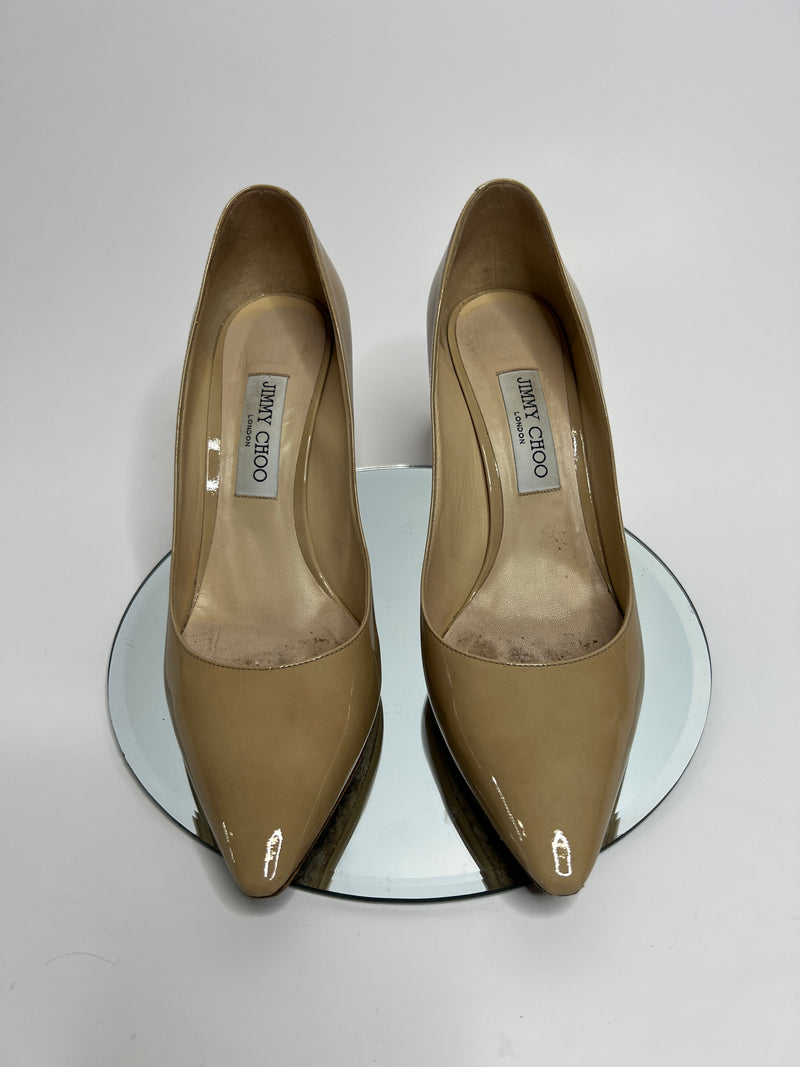 Jimmy Choo Romy 85 Nude Heels (Size 41/UK 8)