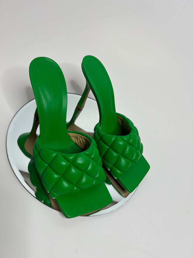 Bottega Veneta Green Padded Mule Heels (Size 38 /UK 5)