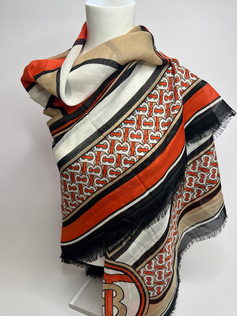 Burberry Montage Print Wool Silk Large Square Scarf