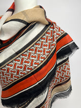 Burberry Montage Print Wool Silk Large Square Scarf