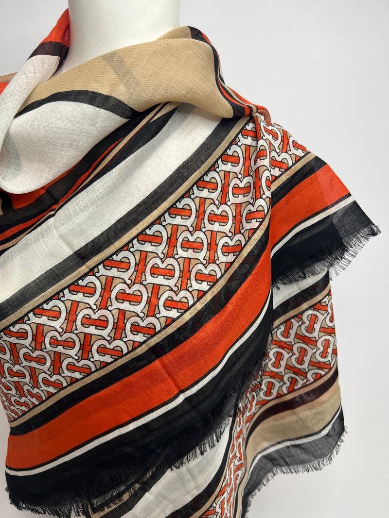 Burberry Montage Print Wool Silk Large Square Scarf