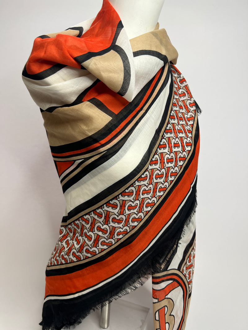 Burberry Montage Print Wool Silk Large Square Scarf