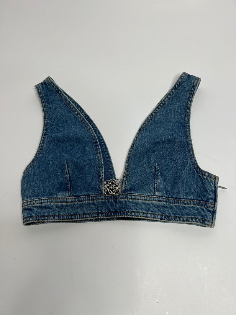 Loewe Anagram Denim Bralette  (Size 34 / UK 6)