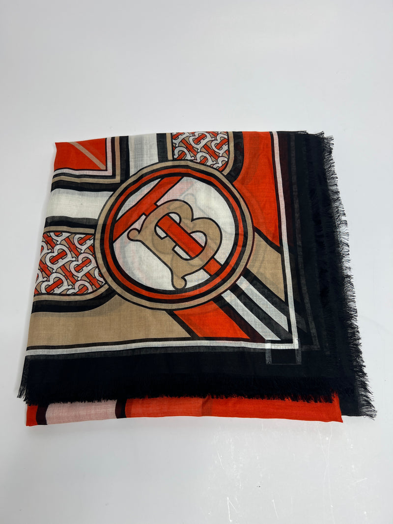 Burberry Montage Print Wool Silk Large Square Scarf