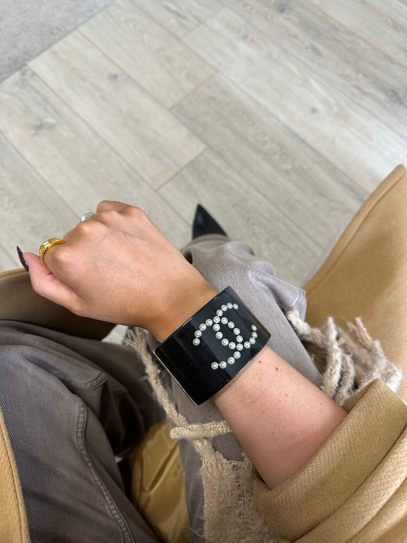 Chanel Cuff Bracelet With Pearl CC