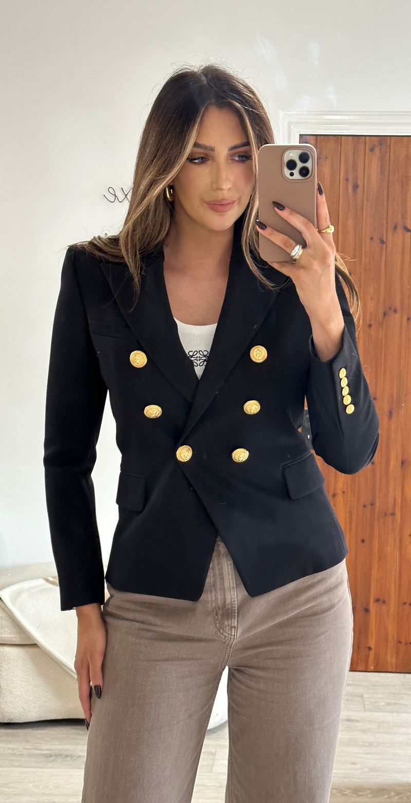 Balmain Black Double Breasted Blazer (Size FR40/ UK 10)