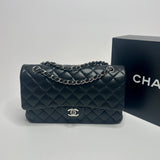Chanel Black Lambskin Leather Medium Classic Double Flap