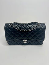Chanel Black Lambskin Leather Medium Classic Double Flap
