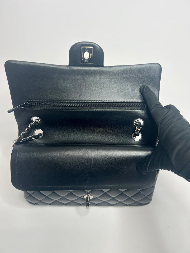 Chanel Black Lambskin Leather Medium Classic Double Flap