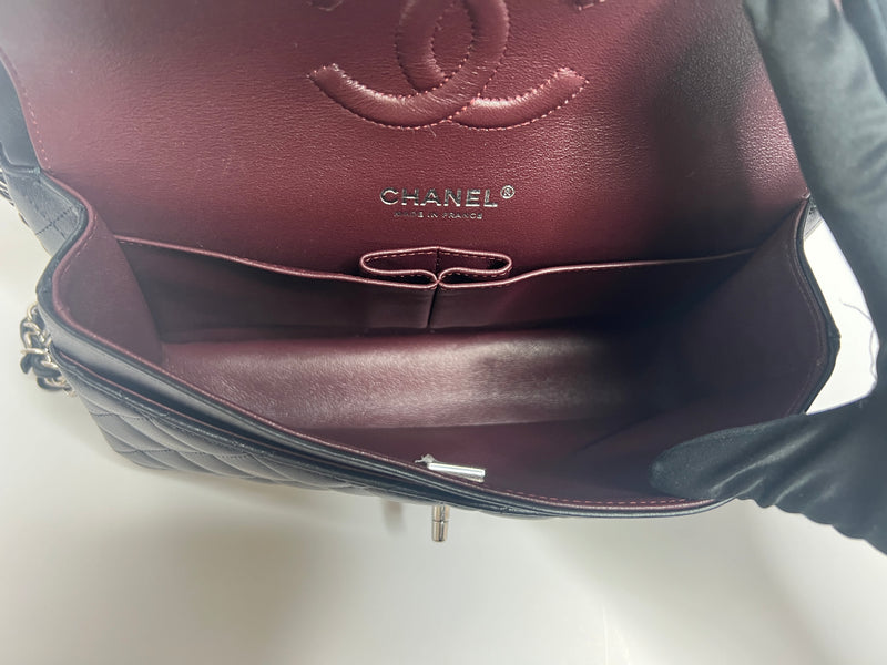 Chanel Black Lambskin Leather Medium Classic Double Flap