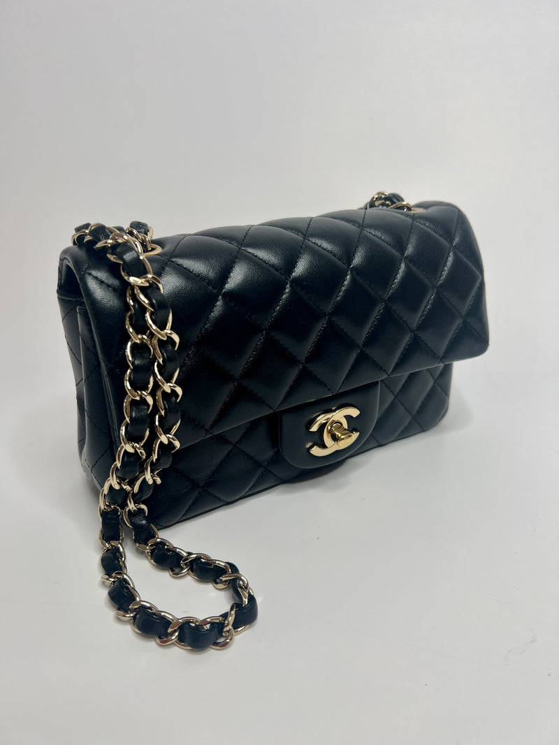 Chanel Mini Rectangle Bag In Black Lambskin