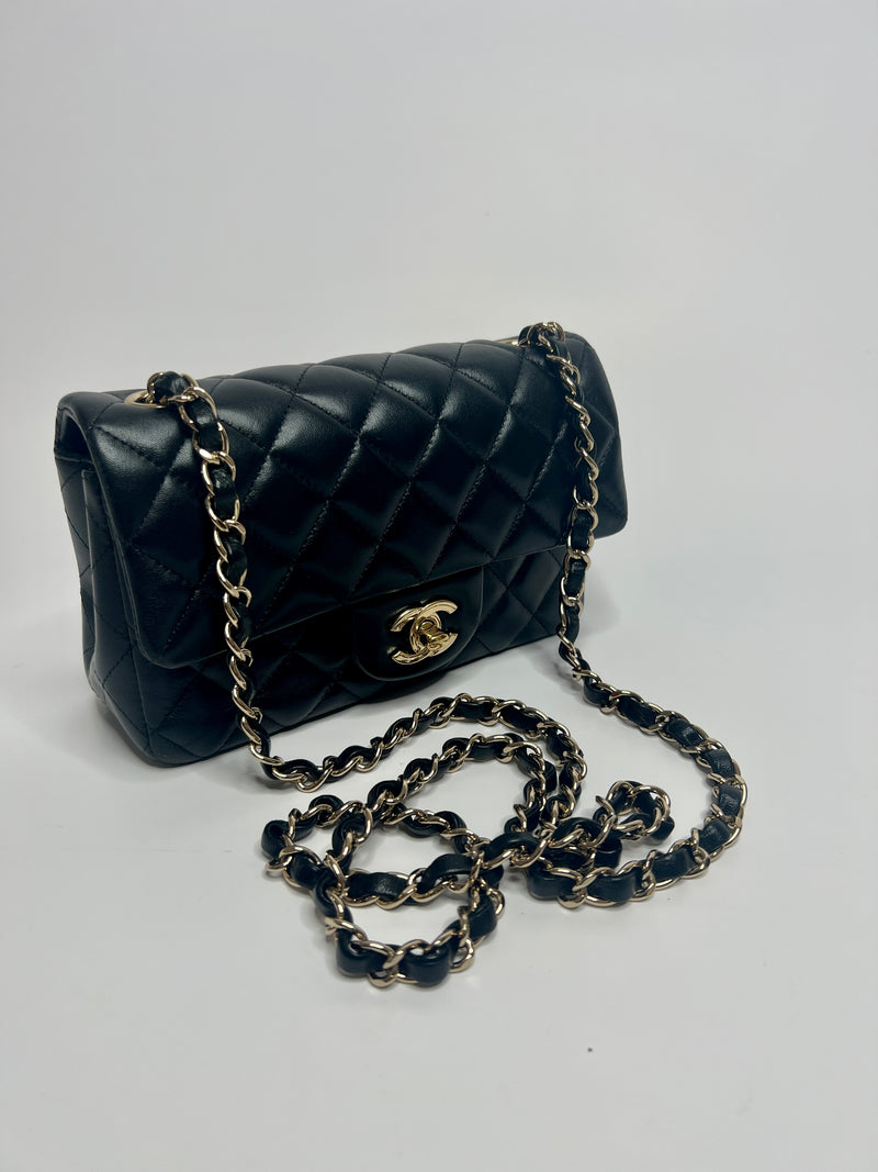 Chanel Mini Rectangle Bag In Black Lambskin
