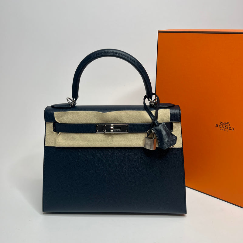 Hermès Kelly Sellier 28 In Blue Indigo Epsom Leather