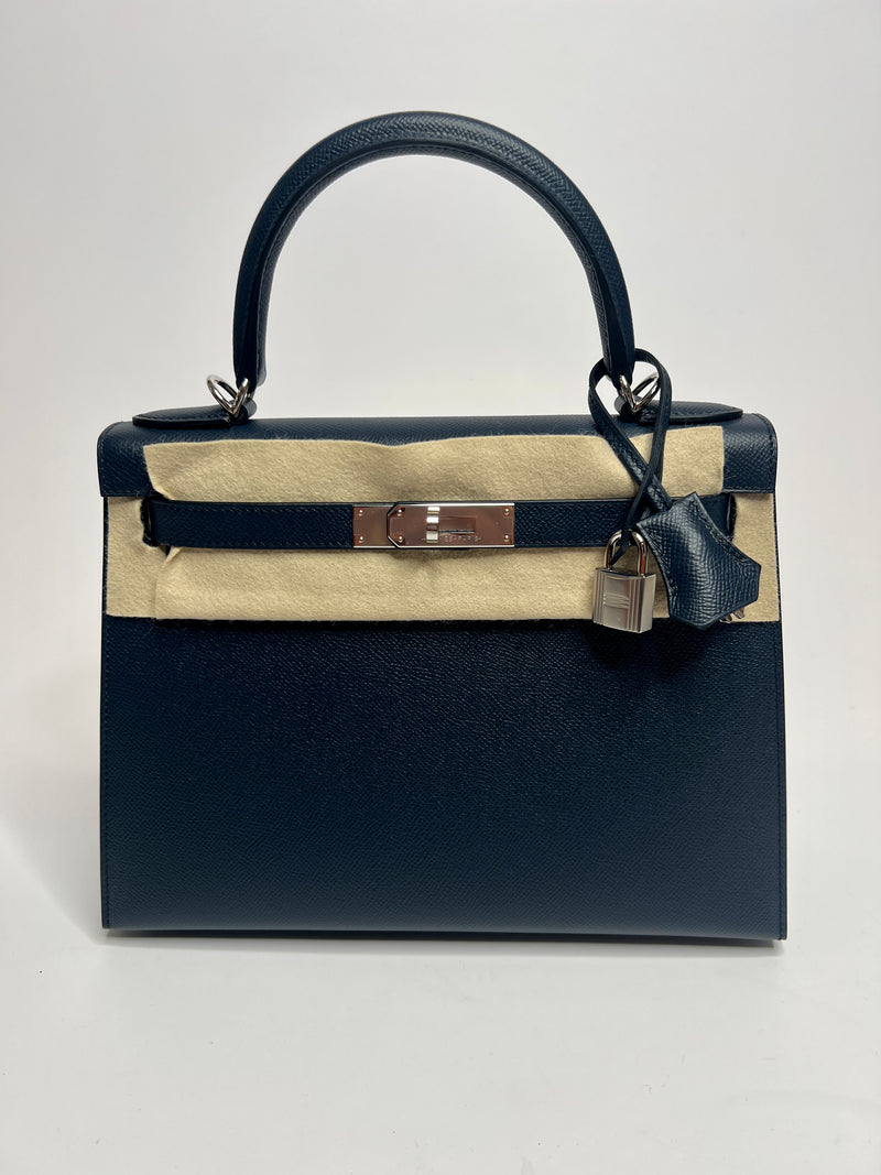 Hermès Kelly Sellier 28 In Blue Indigo Epsom Leather
