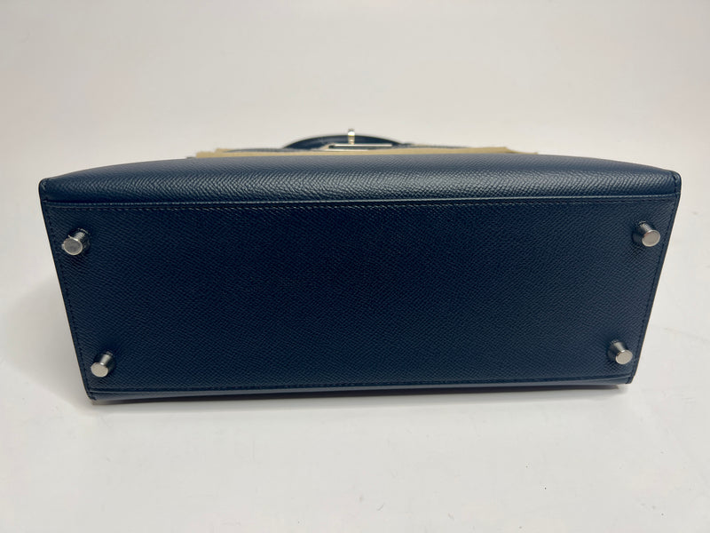 Hermès Kelly Sellier 28 In Blue Indigo Epsom Leather