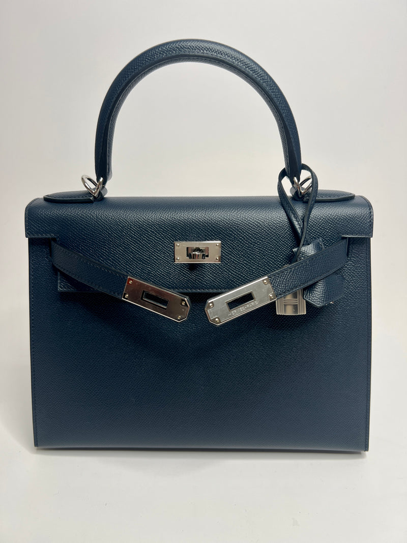 Hermès Kelly Sellier 28 In Blue Indigo Epsom Leather