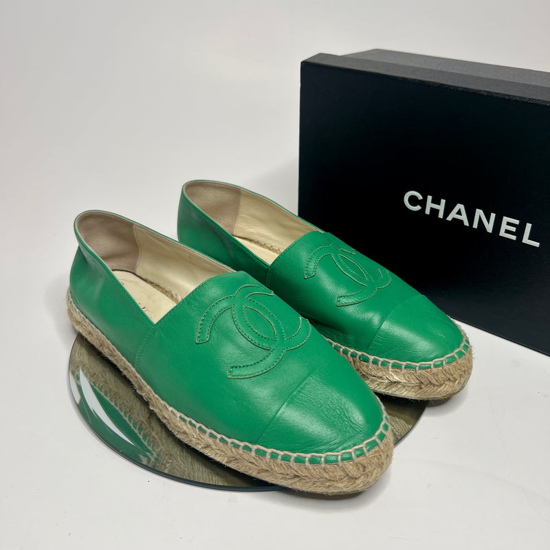 Chanel Green Leather Espadrilles (Size 38/UK 5)