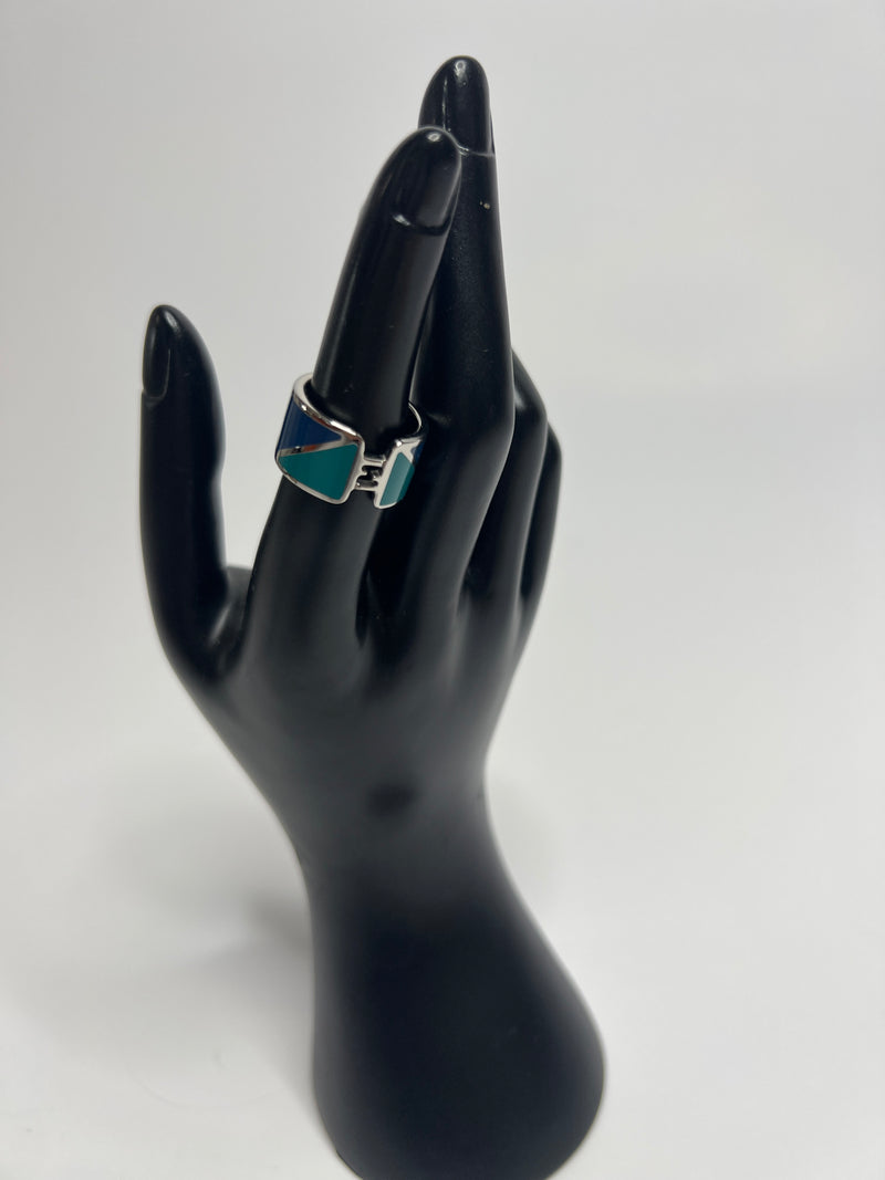 Fendi Bicolor Enamel Fendista Wide Band Ring