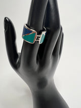 Fendi Bicolor Enamel Fendista Wide Band Ring