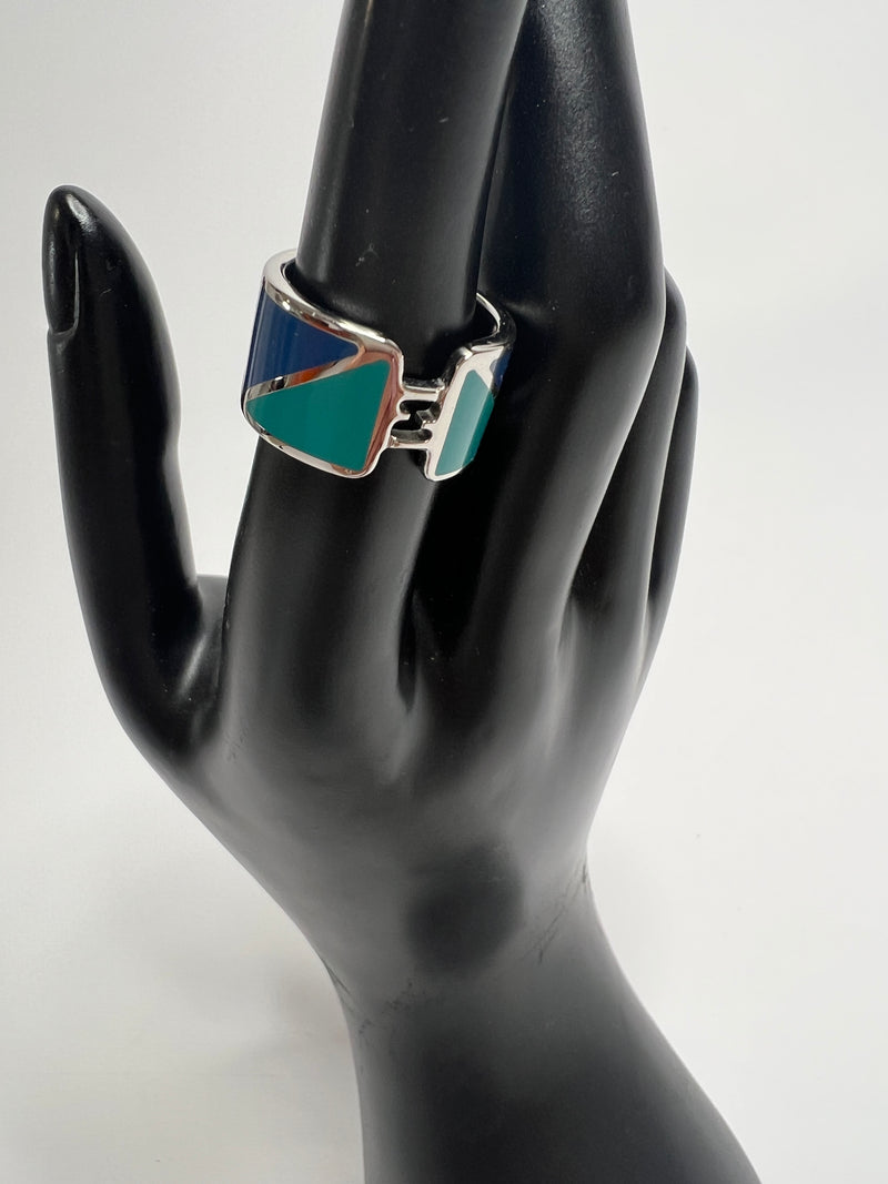 Fendi Bicolor Enamel Fendista Wide Band Ring
