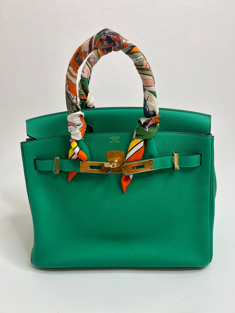 Hermès Birkin 30 In Menthe Clemence Leather With Gold Hardware