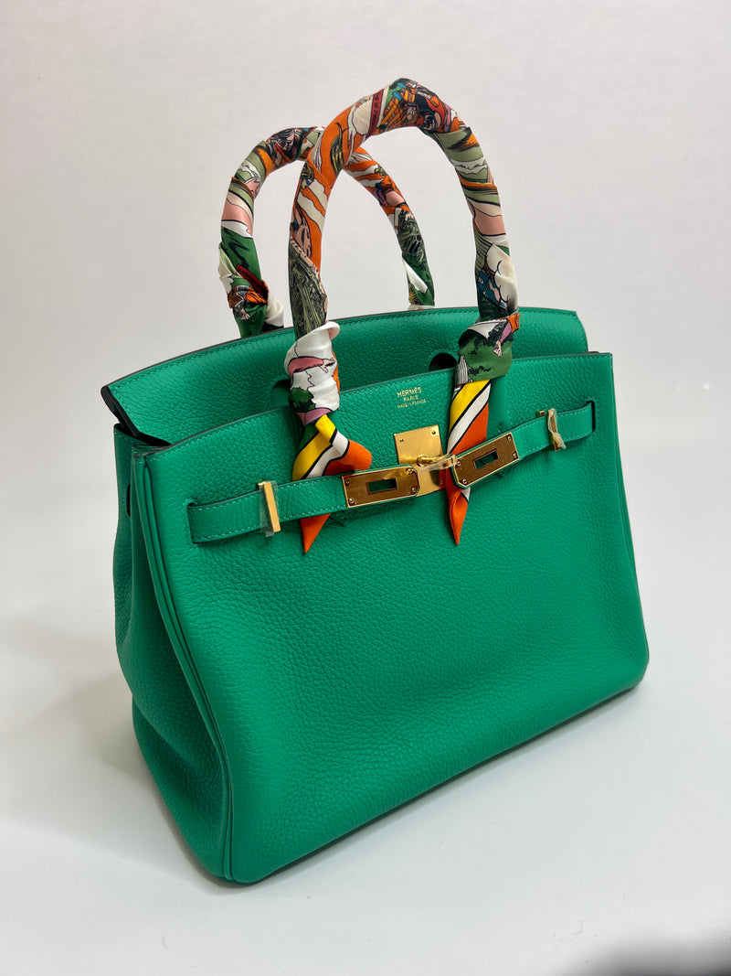 Hermès Birkin 30 In Menthe Clemence Leather With Gold Hardware