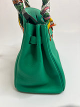 Hermès Birkin 30 In Menthe Clemence Leather With Gold Hardware