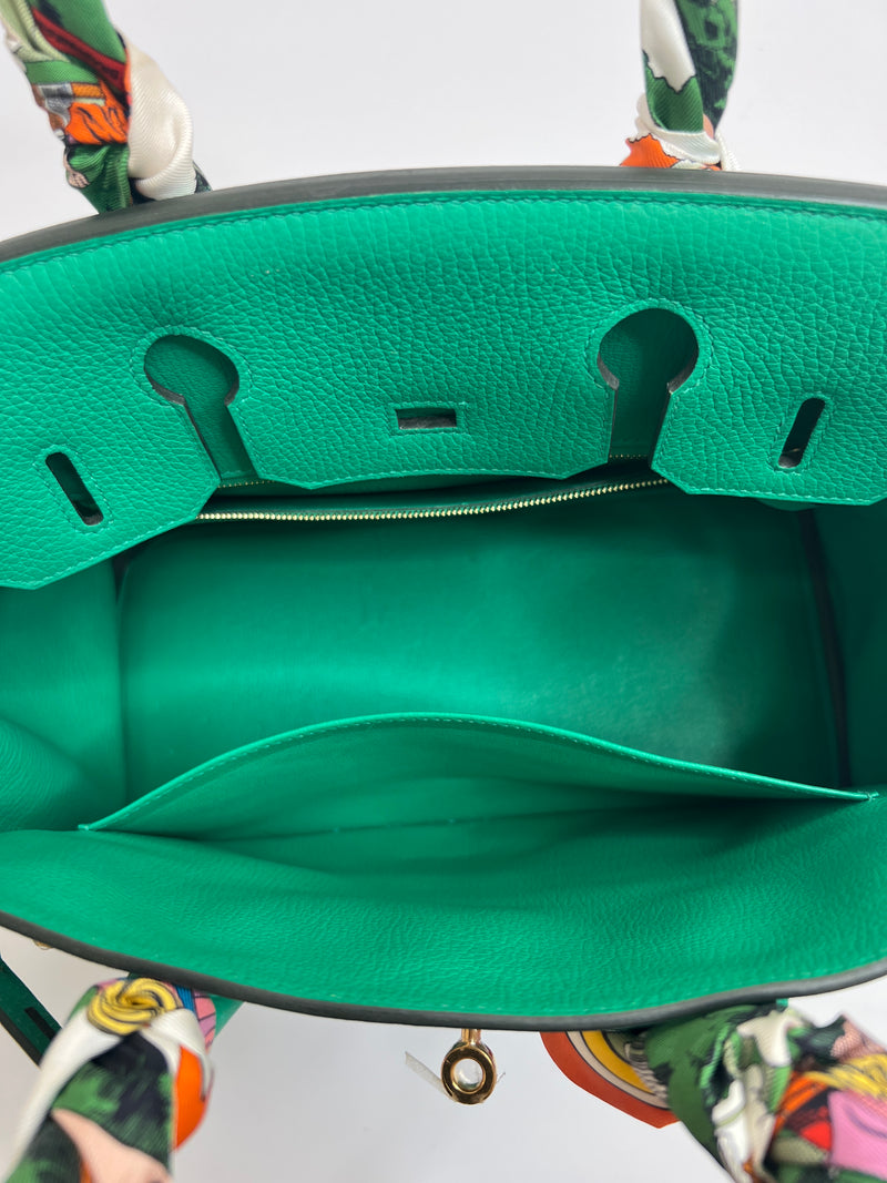 Hermès Birkin 30 In Menthe Clemence Leather With Gold Hardware
