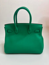 Hermès Birkin 30 In Menthe Clemence Leather With Gold Hardware