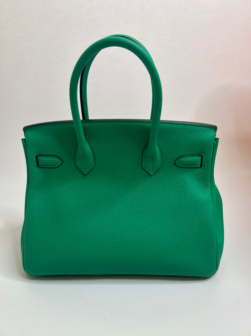 Hermès Birkin 30 In Menthe Clemence Leather With Gold Hardware