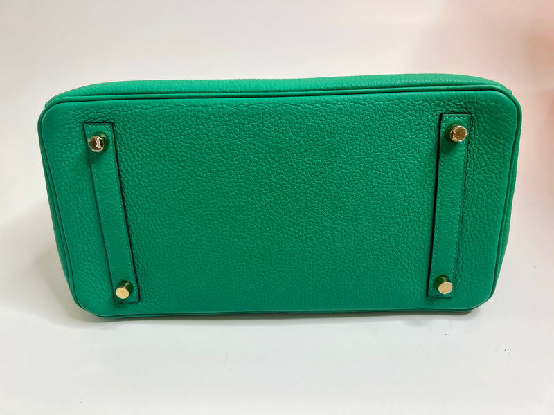Hermès Birkin 30 In Menthe Clemence Leather With Gold Hardware