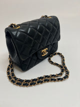Chanel Mini Square Flap Bag In Black Lambskin
