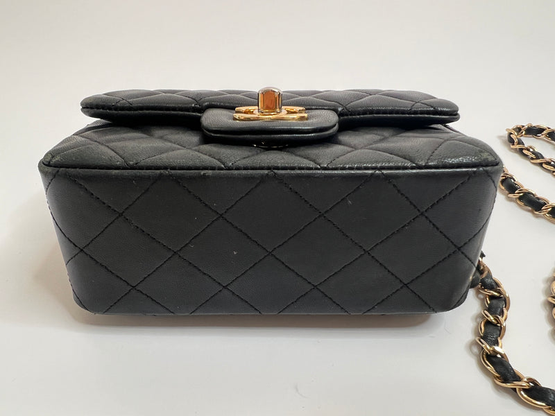 Chanel Mini Square Flap Bag In Black Lambskin