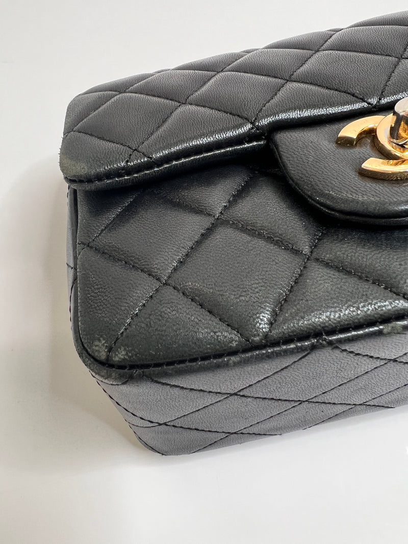 Chanel Mini Square Flap Bag In Black Lambskin