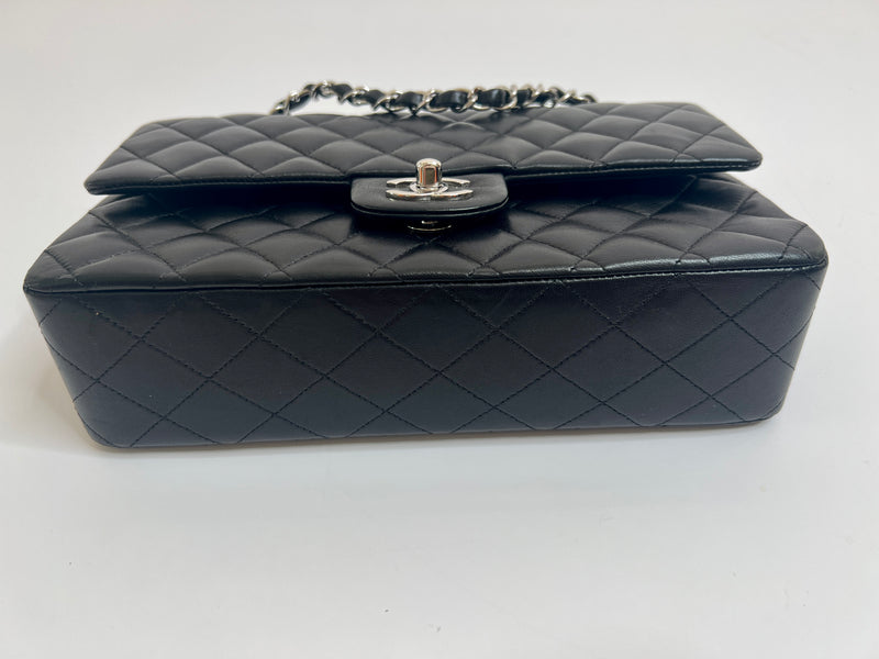 Chanel Black Lambskin Leather Medium Classic Double Flap