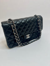 Chanel Black Lambskin Leather Medium Classic Double Flap