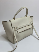 Celine Micro Belt Bag In White Grained Leather