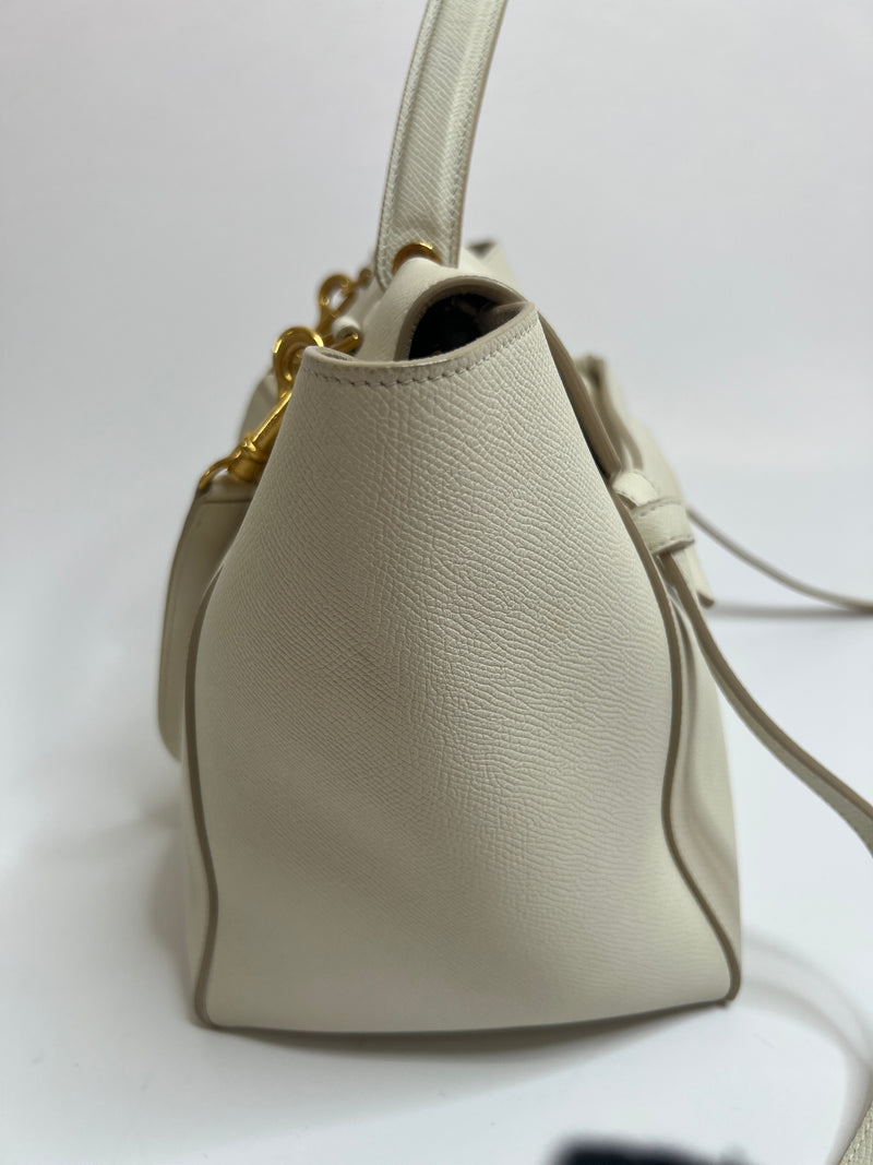 Celine Micro Belt Bag In White Grained Leather