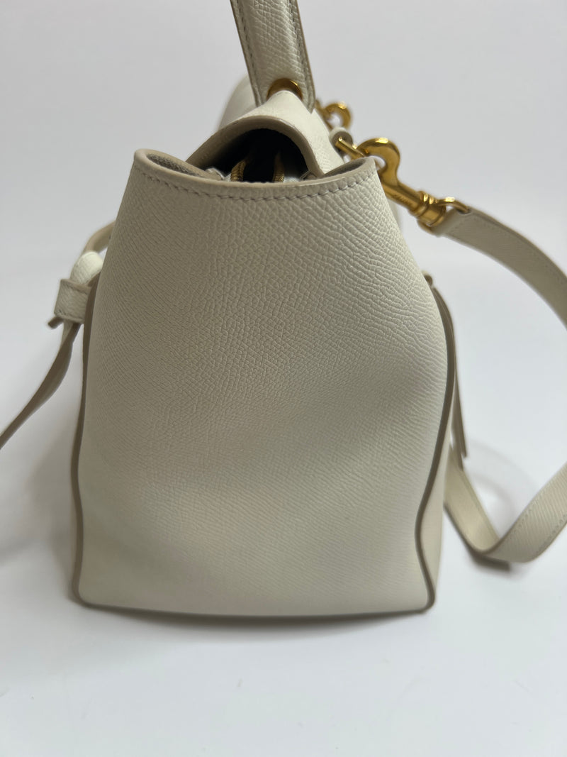 Celine Micro Belt Bag In White Grained Leather