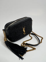 Saint Laurent Black Raffia Lou Camera Bag