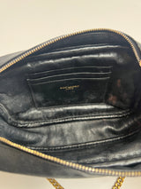 Saint Laurent Black Raffia Lou Camera Bag
