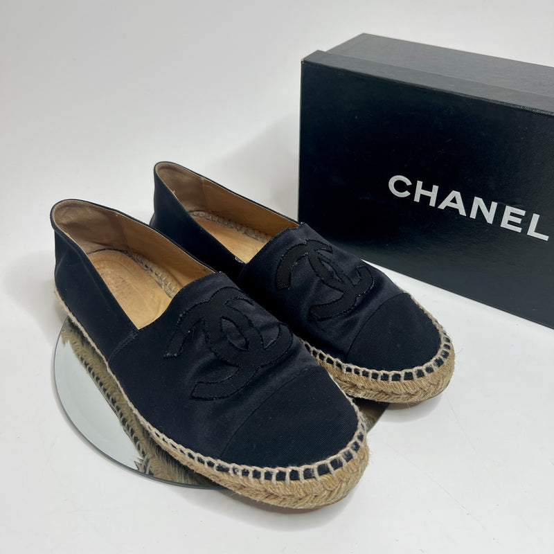 Chanel Black Satin Espadrilles (Size 41/UK 8)