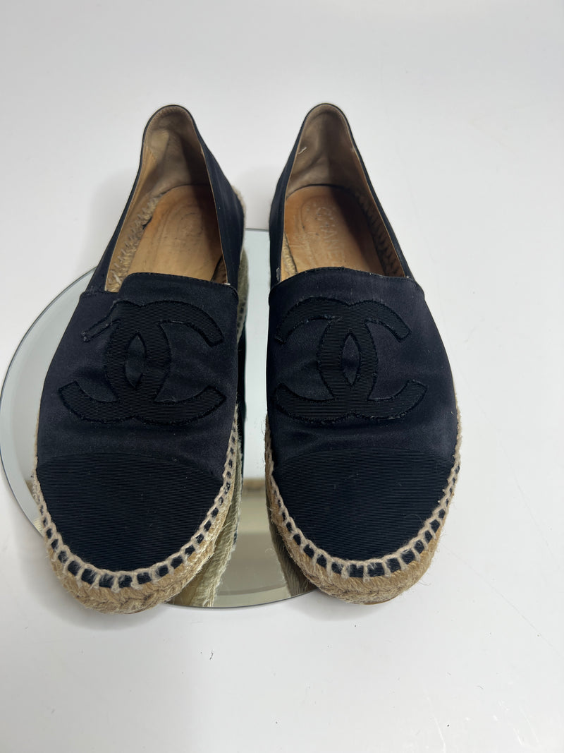 Chanel Black Satin Espadrilles (Size 41/UK 8)
