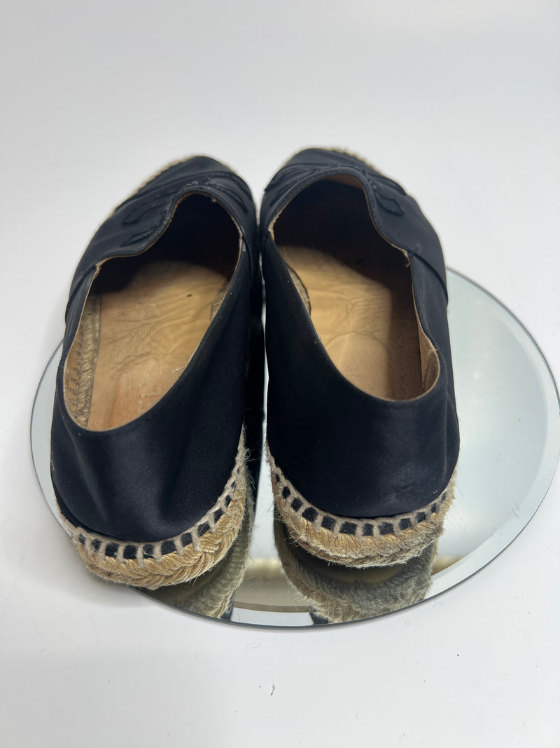 Chanel Black Satin Espadrilles (Size 41/UK 8)